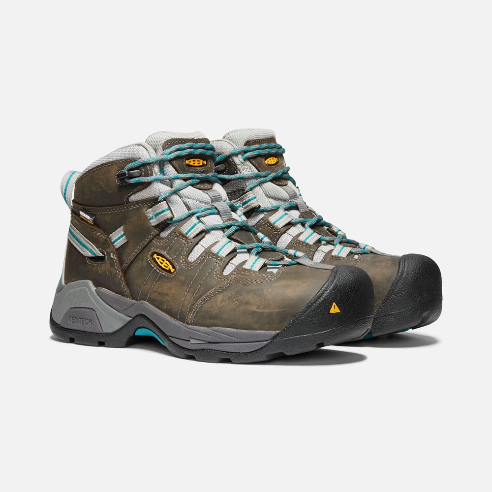 Keen Trekking Bot Kadın Siyah Kahverengi - Detroit Xt Waterproof (Steel Toe) - Türkiye JCQI53792